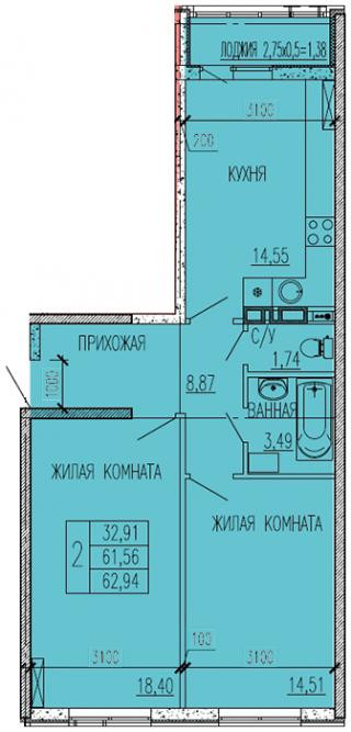 планировка квартиры в ЖК "Краски"
