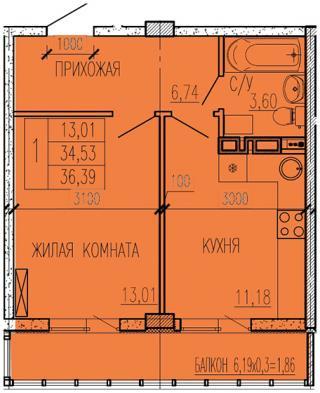 планировка квартиры в ЖК "Краски"