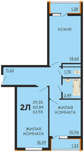 планировка квартиры в ЖК "Краски"