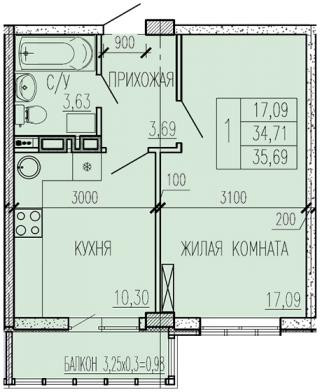 планировка квартиры в ЖК "Краски"