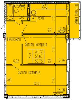 планировка квартиры в ЖК "Краски"