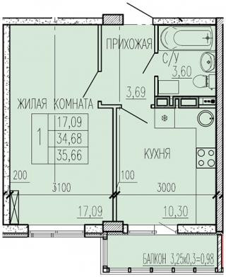 планировка квартиры в ЖК "Краски"