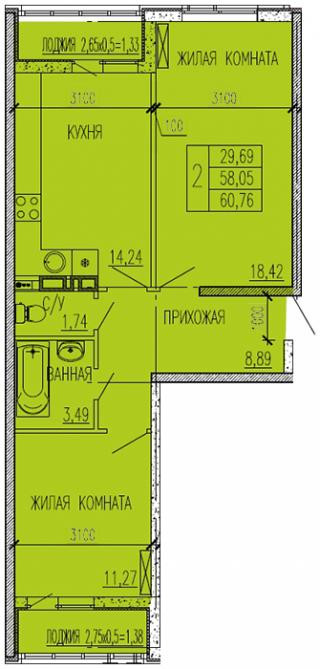 планировка квартиры в ЖК "Краски"